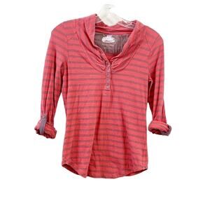 Anthropologie Pilcro and the Letterpress Striped Shawl Neck Red/Brown Top